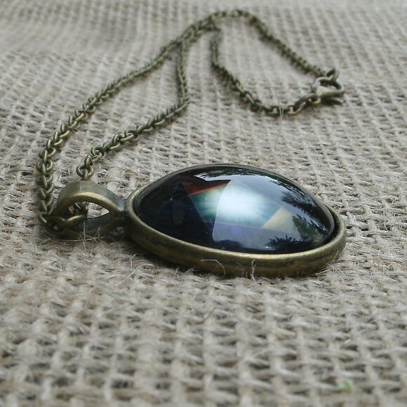 Pentacle Glass Cabochon Pendant Necklace - Picture 7 of 14